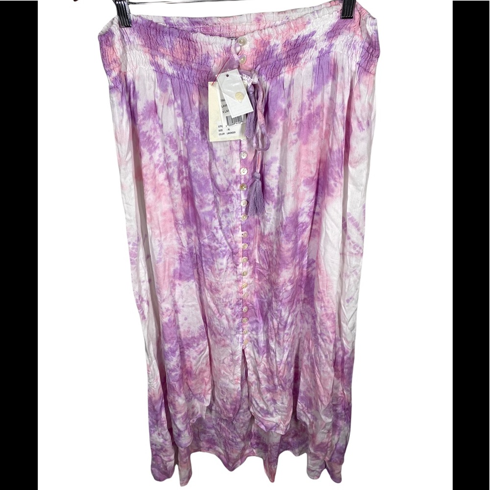 NWT Raviya Lavender Tie Dye Hi-Low Maxi Skirt XL